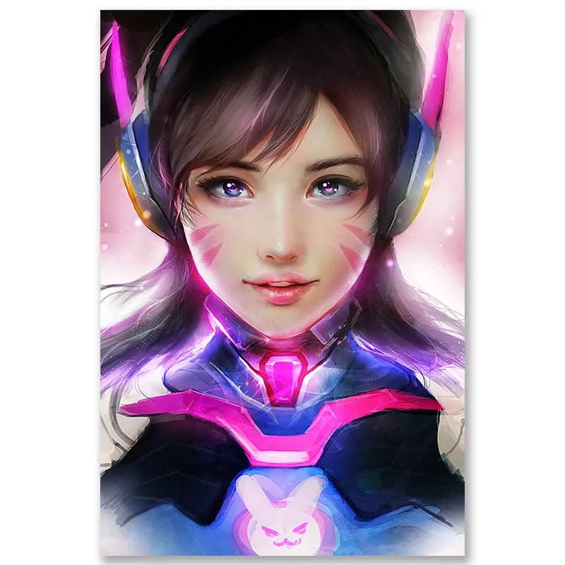 Overwatchs плакат d. va картина аниме настенные художественные шелковые Поттеры для спальни домашний декор художественные принты шелковая Живопись - Цвет: 17