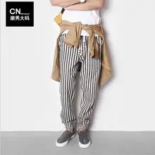 M-7XL новая мужская одежда gd модная черная белая вертикальная полоса джинсовые шаровары Повседневные облегающие брюки плюс размер костюмы