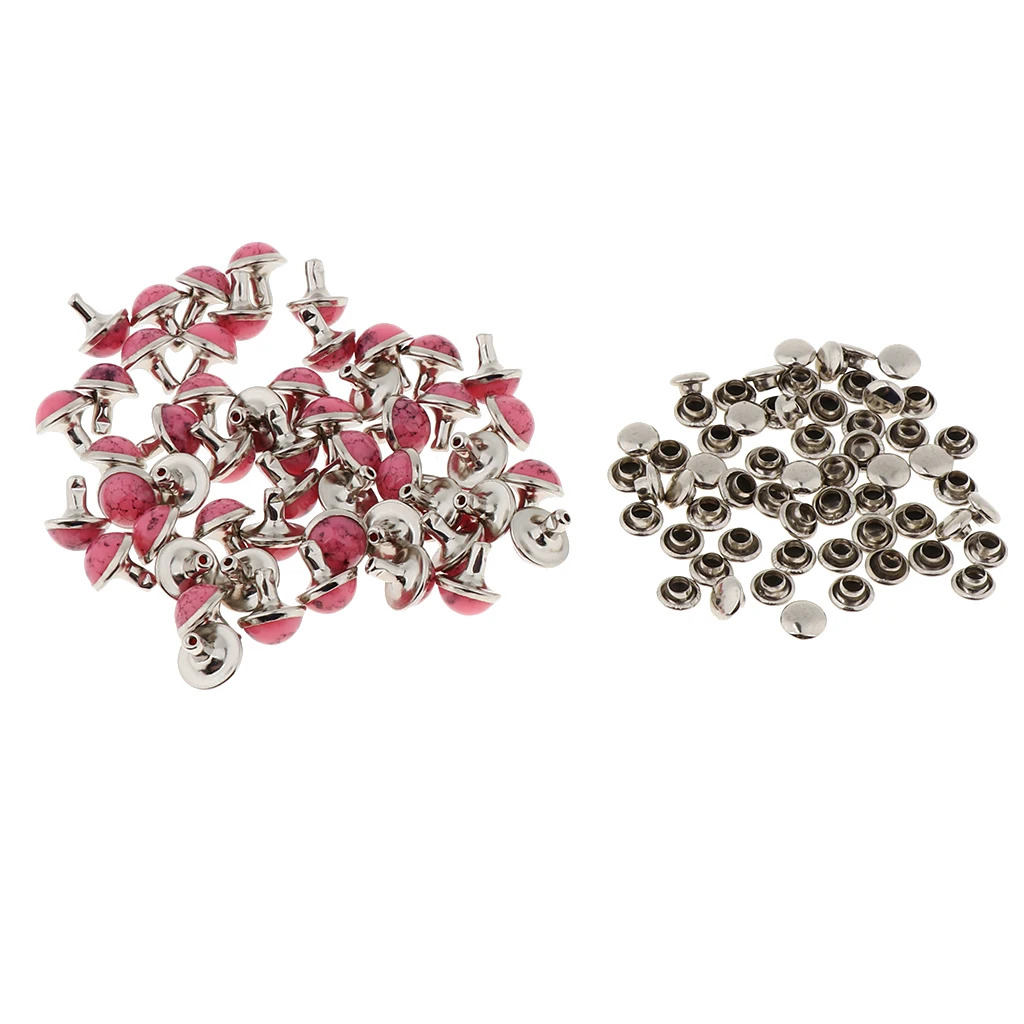 50 Sets Round Turquoise Rapid Rivets Stud for DIY Leather Craft Decoration