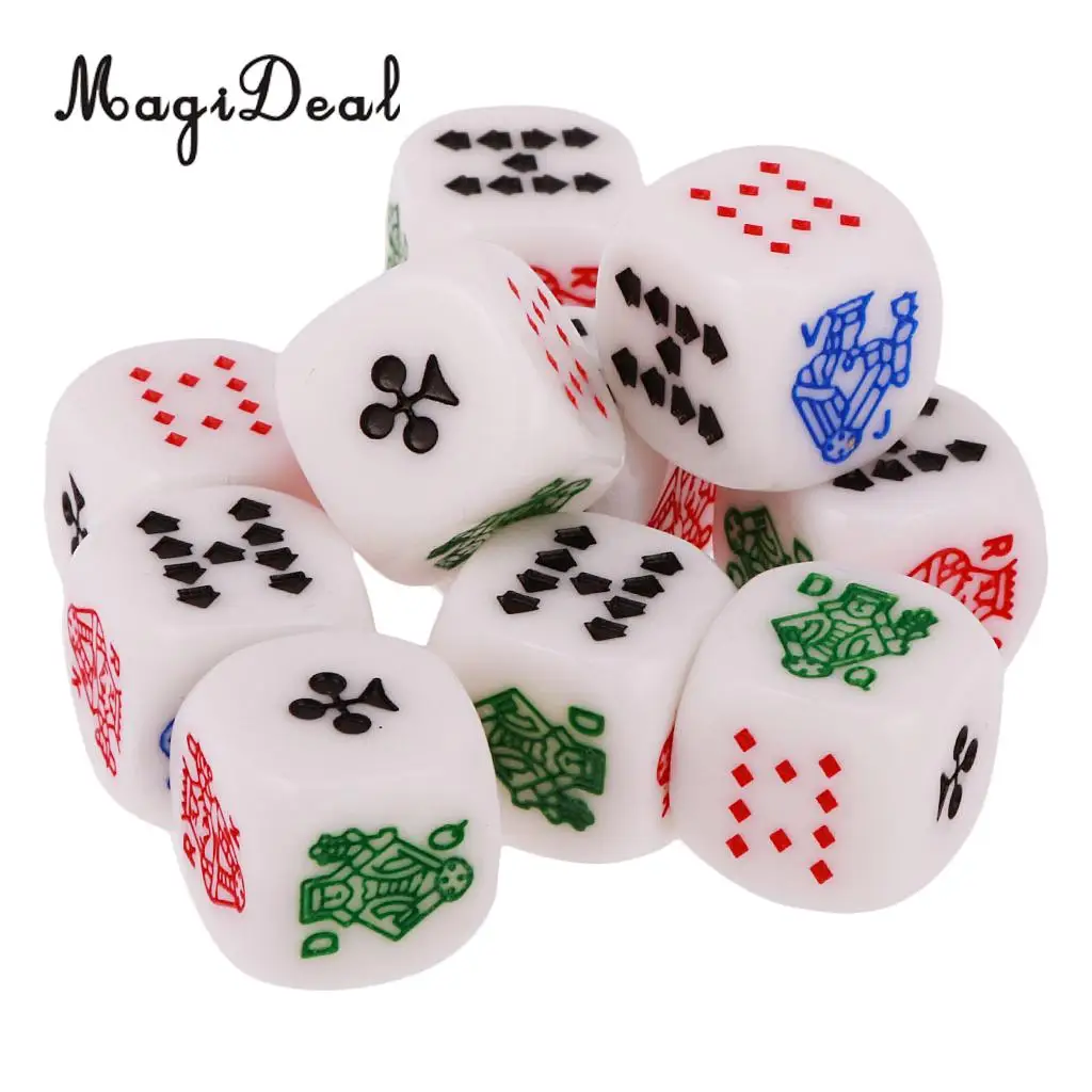 MagiDeal горячая Распродажа акрил 10 шт. 12 мм шестигранные игральные кости для покера