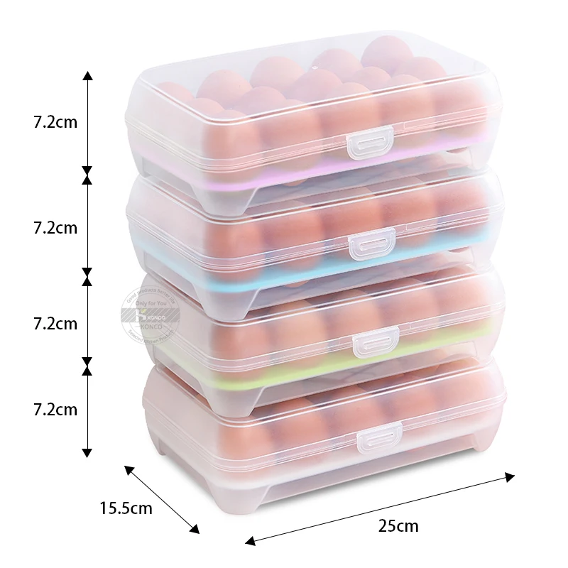 15 Eggs Holder Clear Food Storage Container Refrigerator Egg Storage Box Case Food Preservation Plastic Boxes Kitchen Organizer