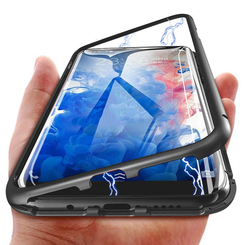 

Metal Magnetic Adsorption Case For iPhone XS MAX X XR 8 7 Plus 6 6s Case Double Sided Glass Magnet Case Cover 7Plus Funda