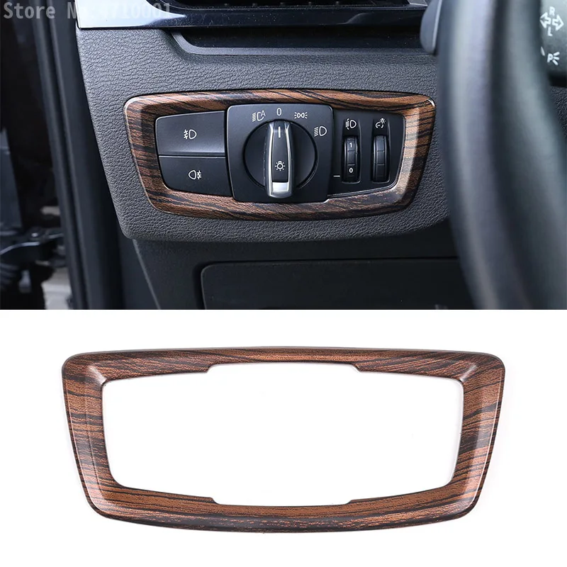 

ABS Pine Wood Grain Head light Headlight Switch Button Cover Trim Car Accessories For BMW X2 F47 2018 For BMW X1 F48 2016-2019