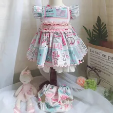 Летние испанские Свадебные платья высокого качества с летящими рукавами для девочек модные платья в стиле ретро милые детские платья на день рождения