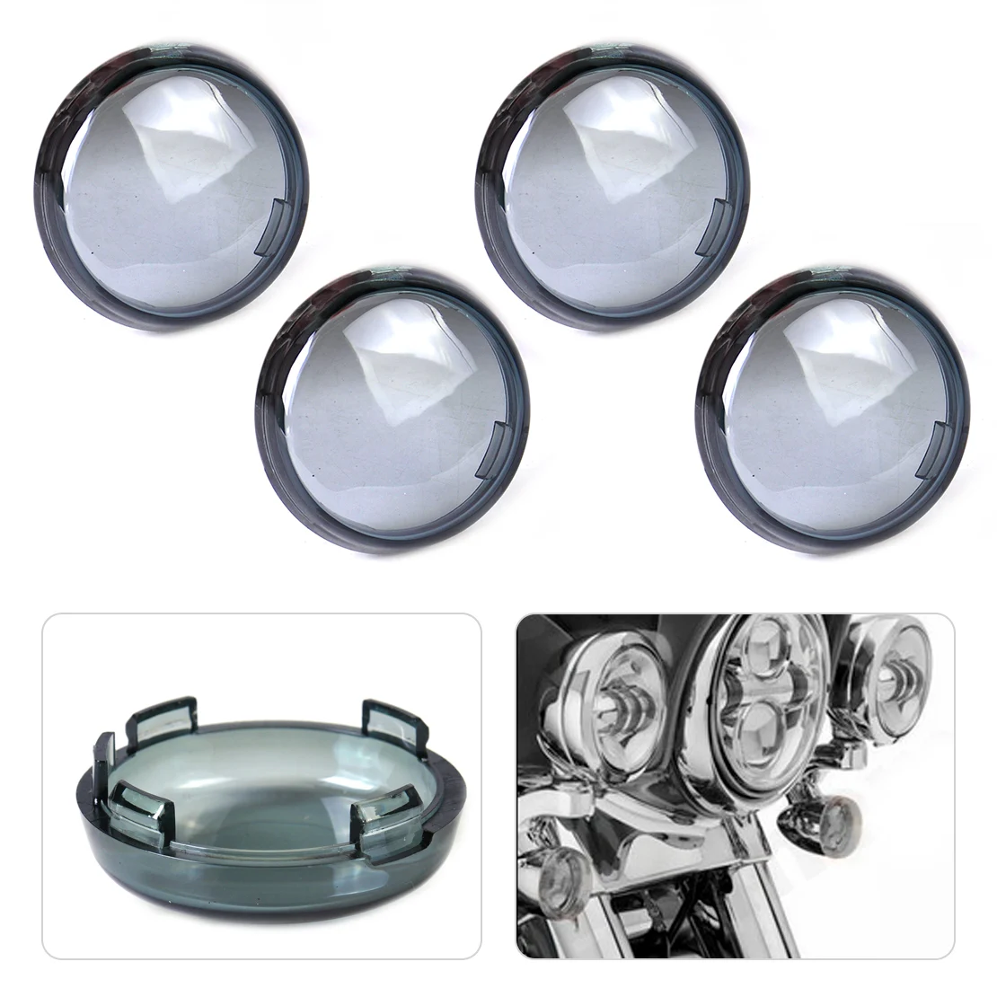 DWCX 4x Turn Signals Light Indicator Smoke Lens Cover fit for Harley