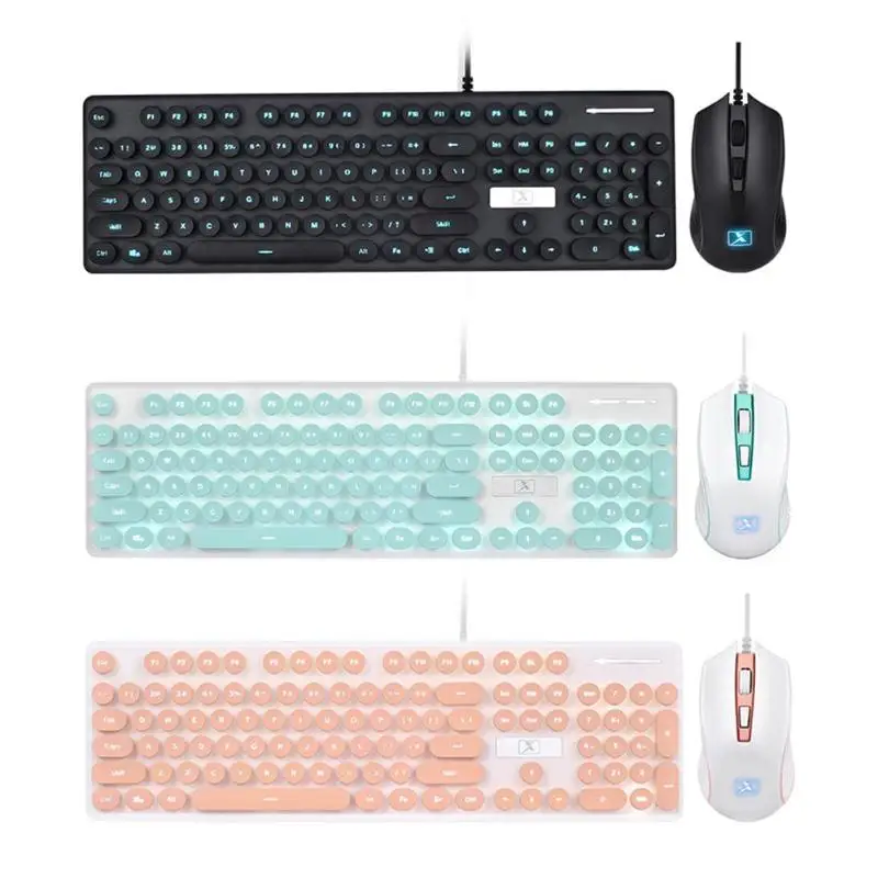 

Retro USB Wired Suspension Keycap Gaming Mechanical Keyboard 1600DPI Mouse Set with Backlight for PC Laptop New Arrival Keyboard