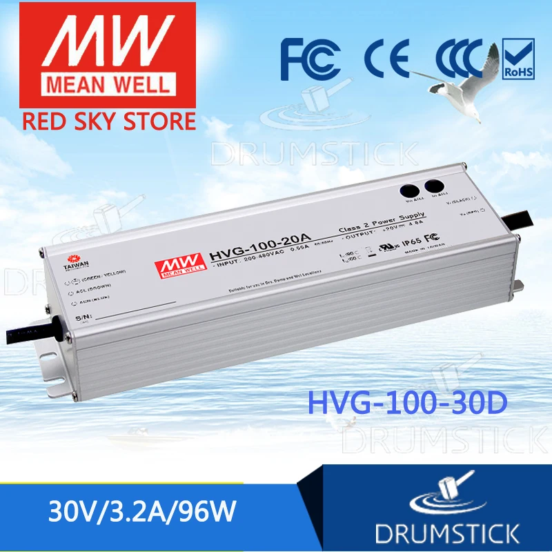 

MEAN WELL HVG-100-30D 30V 3.2A meanwell HVG-100 30V 96W Single Output LED Driver Power Supply D type