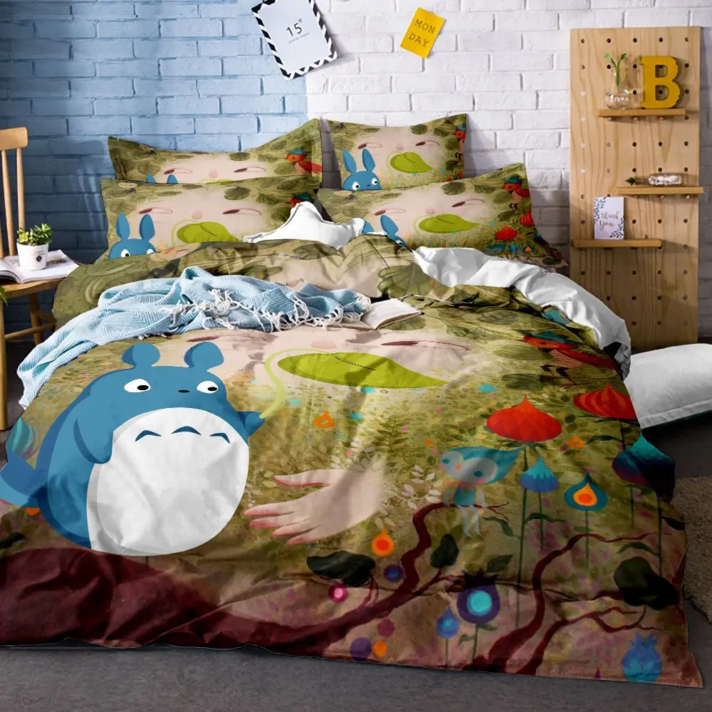 

Japan Totoro Bedding Set Anime Kids Bedding Set Girl Boy Duvet Cover Print King Picture Bedding Sets Film Movie Home Textile