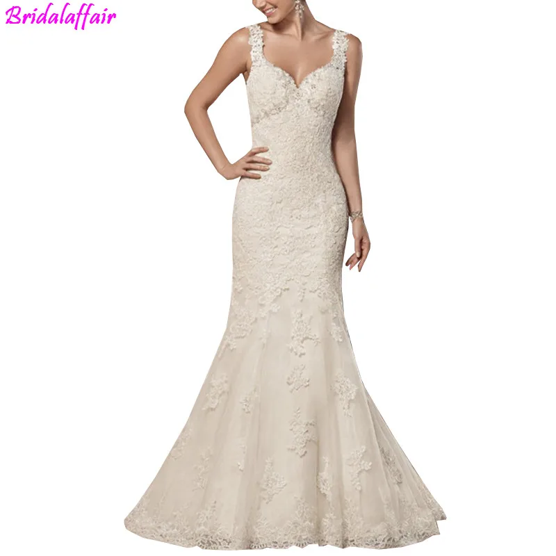 

V Neck Backless Elegant Mermaid Wedding Dresses 2019 Plus Size Elegant Backless Court Train Beading Bridal Wedding Dresses