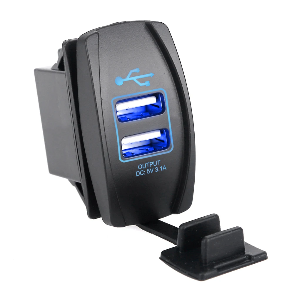 Universal Waterproof 12-24V Dual USB Car Charger Rocker Switch 3.1A 5V 2 Port Power Socket USB Socket Car Charger Power Adapter Universal Waterproof 12-24V Dual USB Car Charger Rocker Switch 3.1A 5V 2 Port Power Socket USB Socket Car Charger Power Adapter