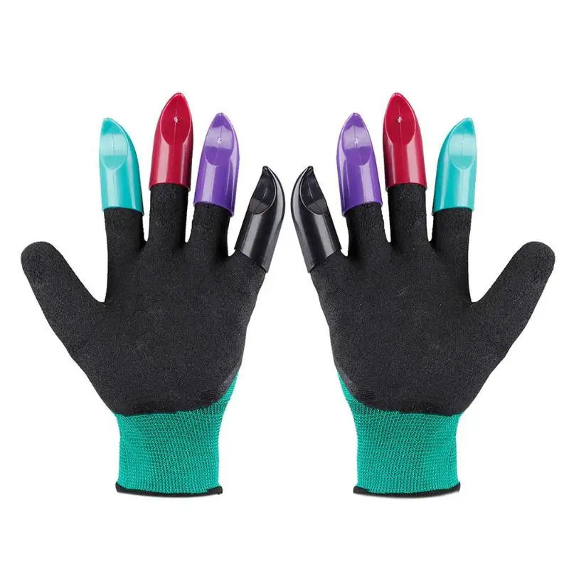 1 пара садовых перчаток 8 ABS пластиковых садовых джинс резиновые перчатки с садовые перчатки с когтями легко копать и растить для копание, рассада - Цвет: black and green