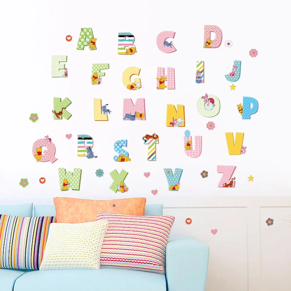 Cartoon English Letter Wall Sticker Decal DIY Alphabet Kindergarten
