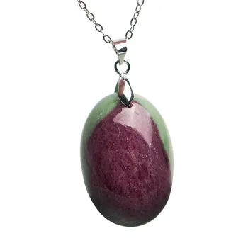 

Green Red Genuine Natural Ruby Zoisite Gemstone Neckalce Crystal Charms Pendants For Women Lady 30*20*9mm