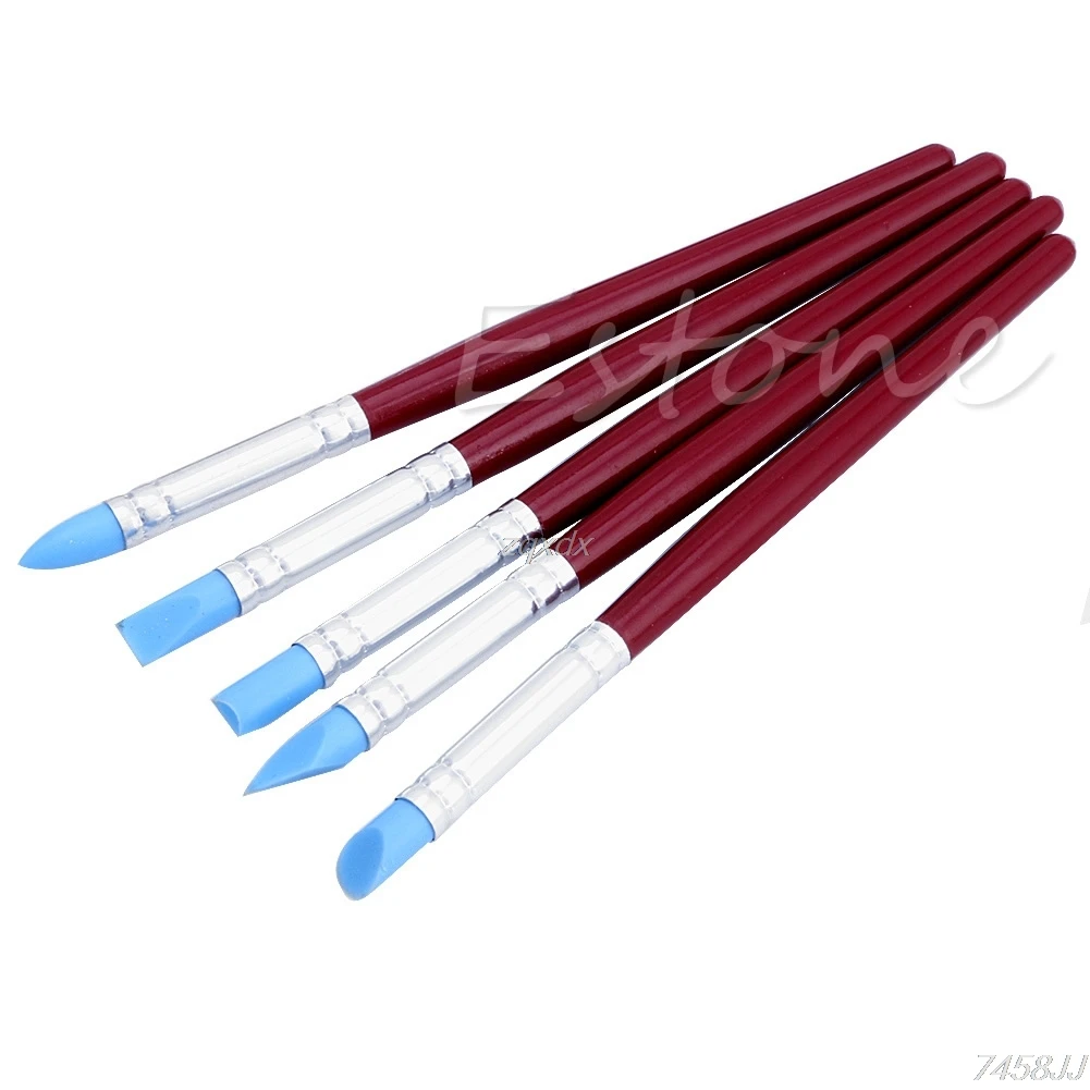 

5Pcs/set Clay Sculpting Wax Carving Pottery Tool Polymer Modeling Birch Handle Kit G22 Drop ship