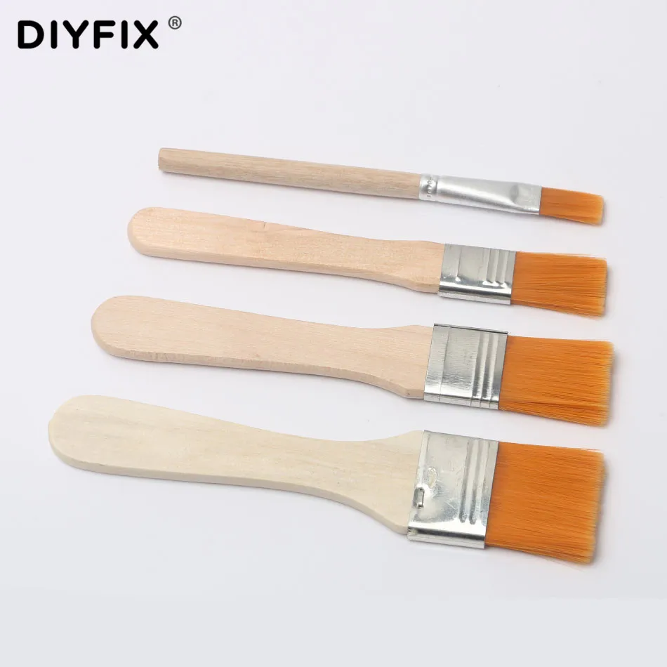 DIYFIX 4Pcs Soft Cleaning Brush Computer Keyboard PC Dust Cleaner Wood Handle for Electronics Mobile Phone PCB Repair Tools Set