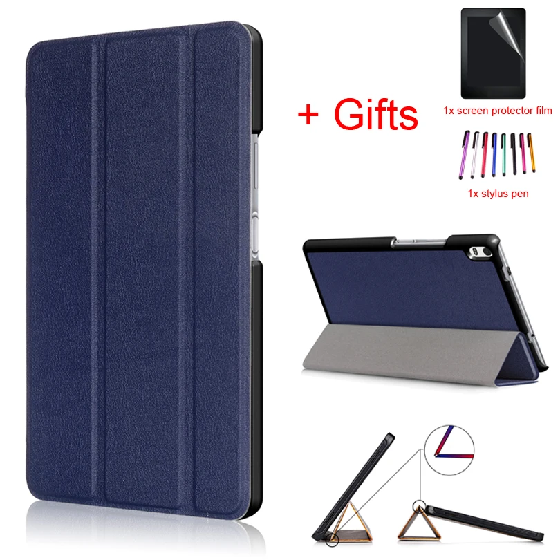 

Smart Case for Lenovo TAB 4 8 Plus TB-8704F TB-8704N 2017 PU Leather Ultra Slim Stand Protective Cover Capa Funda +Film+Pen