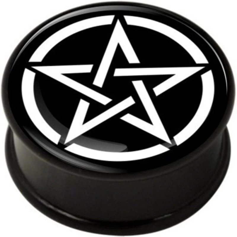 1 Pair Pentagram Single Flare Ear Plug Gauges Tunnel Flesh Tunnel With Rubber Rng Body Piercing Jewelry|Body Jewelry| - AliExpress