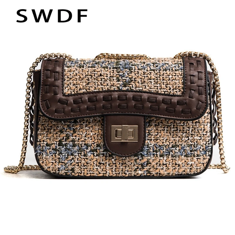 

SWDF Hot Sale Women Winter Knitting Shoulder Bags New High Quality Scrub Hasp Handbags Bolsa Retro Frosted Messenger Bags Ladies