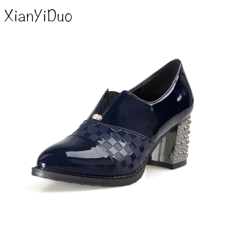 

Xianyiduo Casual 2018 Spring/Autumn Women's Shoes Pointed Toe high heels Pumps plus size 34-48 Red wine blue black /010A3