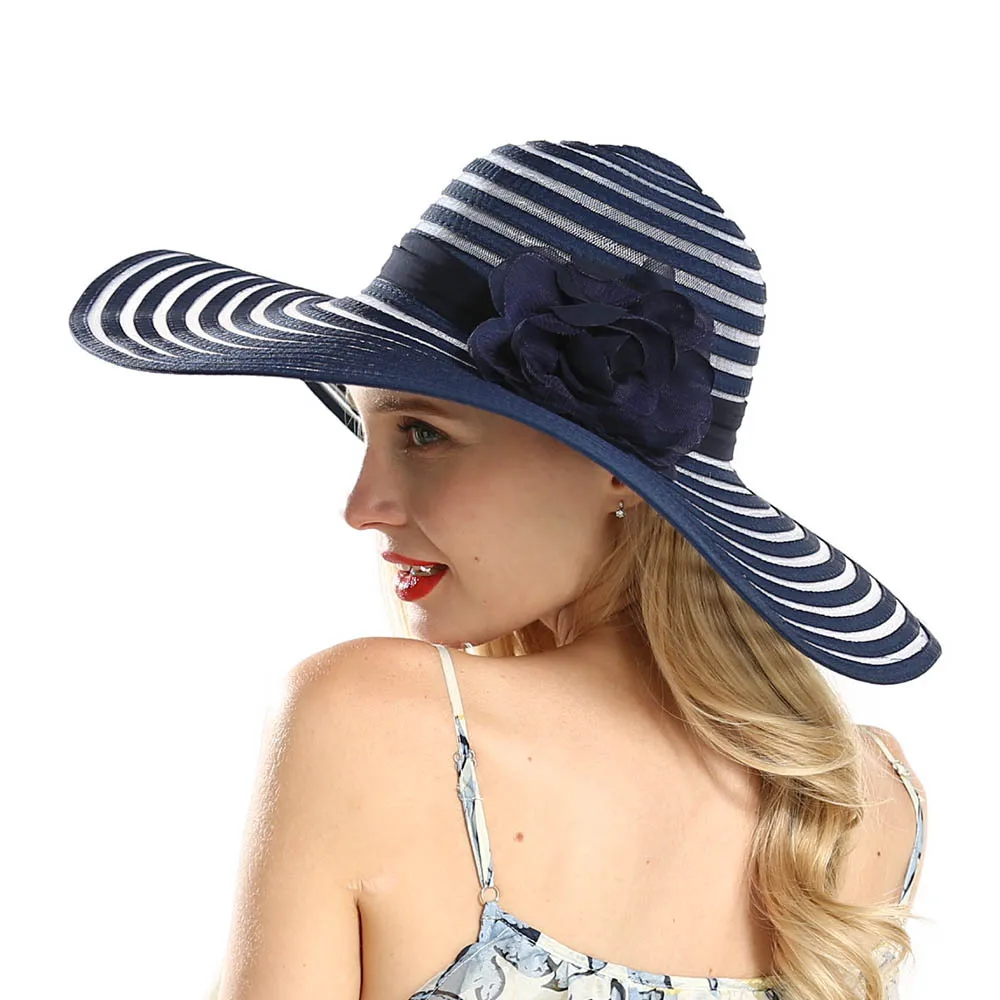 

Elegant Sun Hat for Women Summer Large Brim Beach Caps Girls Fashion Sun Hats uv Protect Flower Patchwork Top hat