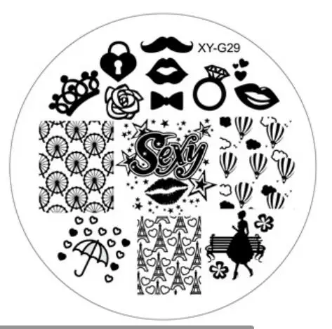 Kimcci пластина для стемпинга для нейл-арта цветок животное кружево год Счастливого Рождества дизайн ногтей шаблон штамп изображение Маникюр трафарет - Цвет: G29
