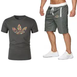 2019 лето новая распродажа мужские комплекты футболки + шорты комплекты из двух предметов Повседневный Спортивный костюм Tide брендовая
