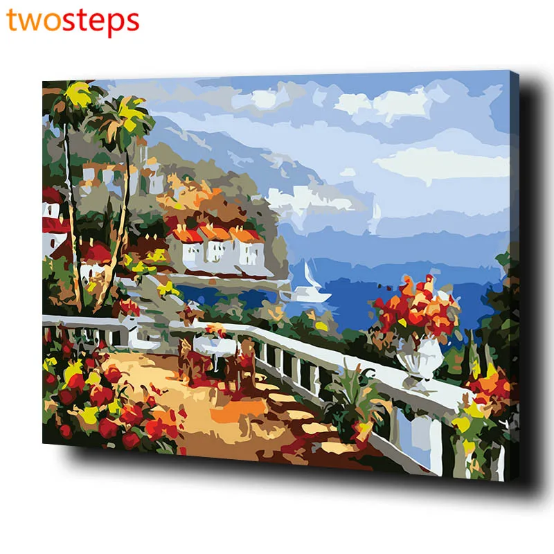 TwoSteps DIY Digital Canvas Oil Painting By Numbers Framed Coloring By