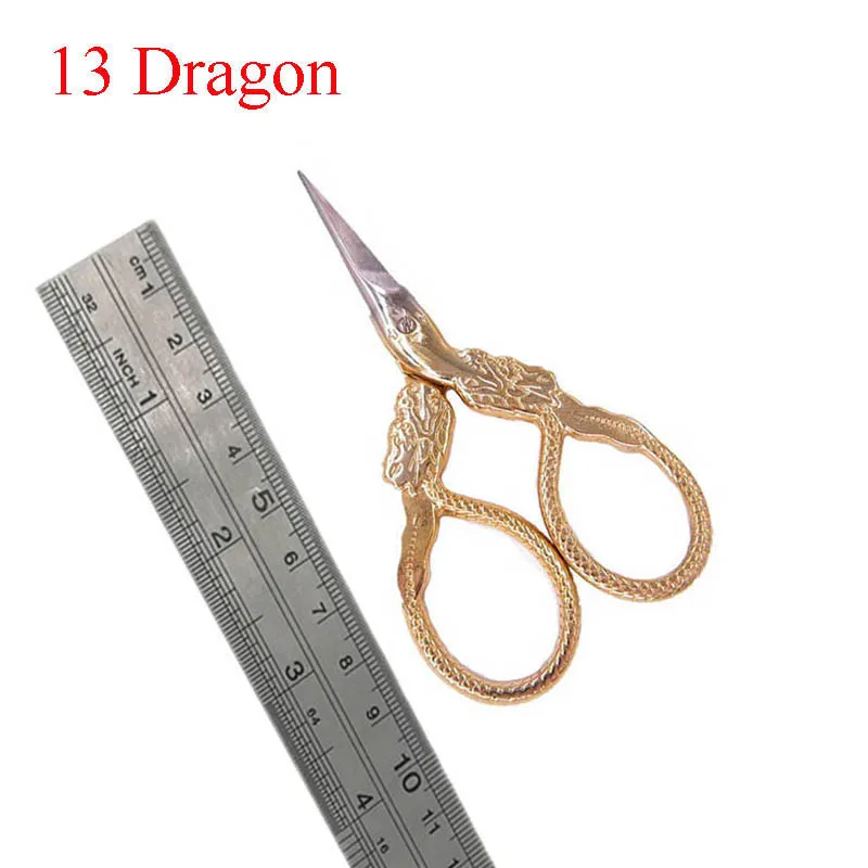 Рукоделие Thrum Fancywork Dressmake Scissor ткань резьба ножницы швейная игла Вышивка крестом портной пряжи винтажная отделка - Цвет: Gold Dragon