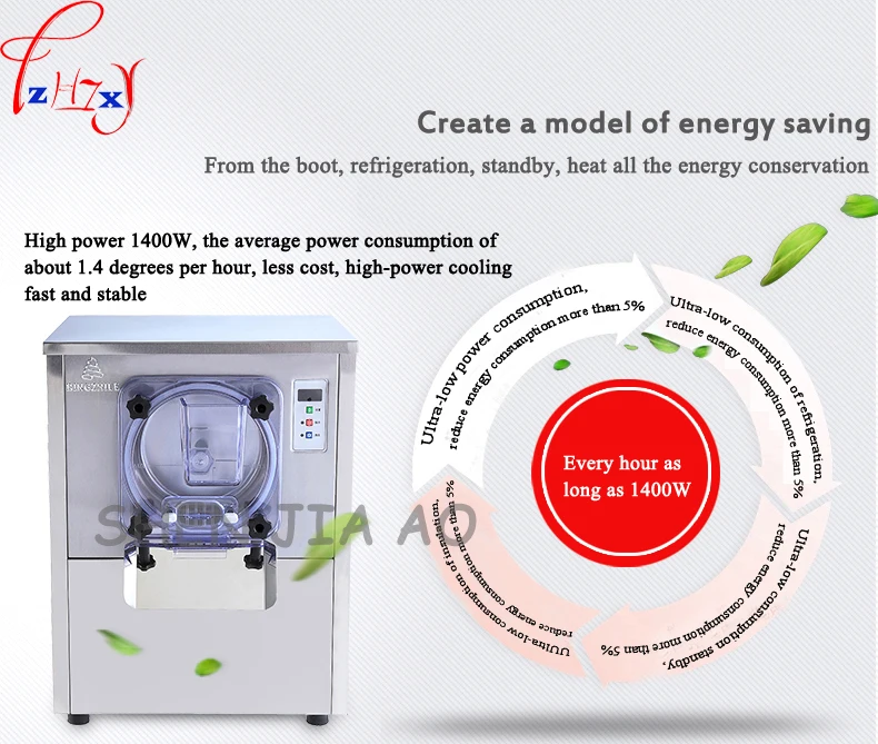 1 шт. 220 В 1400 Вт коммерческие автоматического жесткий Мороженое 304 нержавеющая сталь жесткий Мороженое машины снежок машины