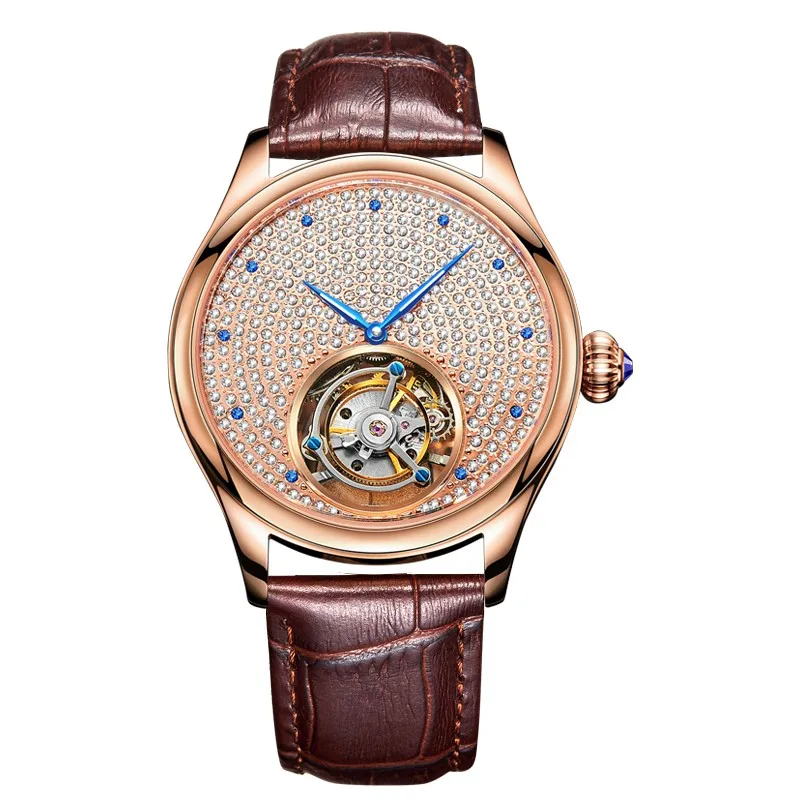 Guanqin Tourbillon механические часы настоящий Скелет Мужские часы Топ бренд класса люкс часы мужские золотые Relogio Masculino - Цвет: C