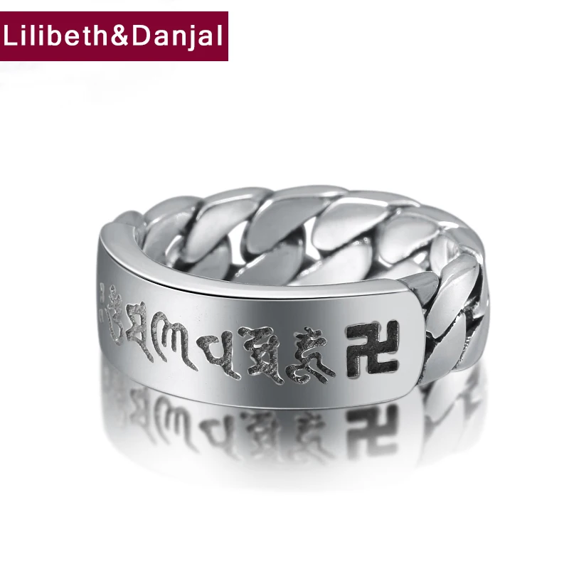 

Buddha Couple Ring 100% Real 925 Sterling Silver fine Jewelry for men women Mantra Heart Sutra Lucky Ring 2018 accessories R84