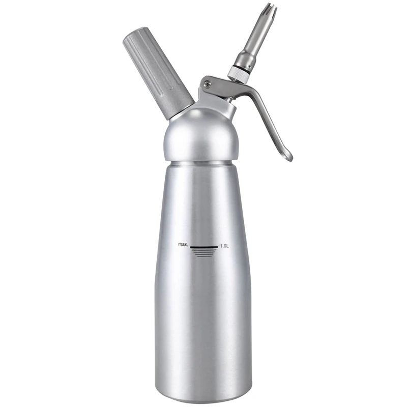 

1000Ml Aluminum Cream Dispenser, Gourmet Blender, Stainless Steel Decorative Nozzle And Plastic Pastry Tube