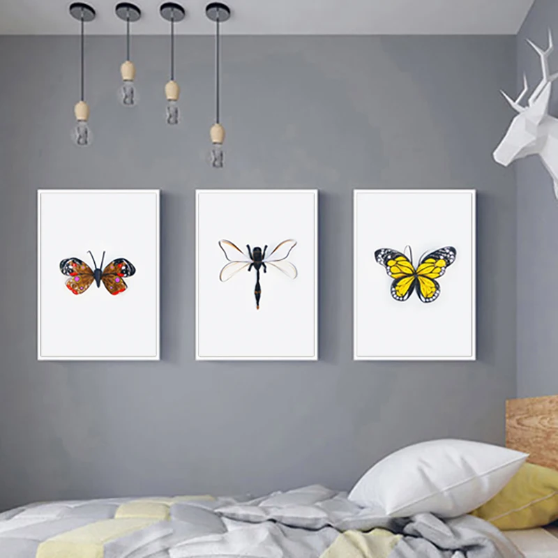 Scandinavian-Style-Butterfly-Canvas-Painting-Dragonfly-Poster-and-Prints-Simple-Wall-Art-Picture-for-Living-Room (3)