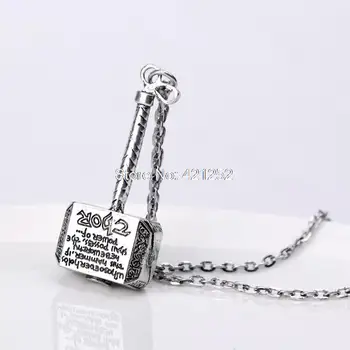 

12pcs/lot Hammer of Thor Classic Collares Pendant Necklace Thor's Hammer Mjolnir From The Avengers Viking Thor