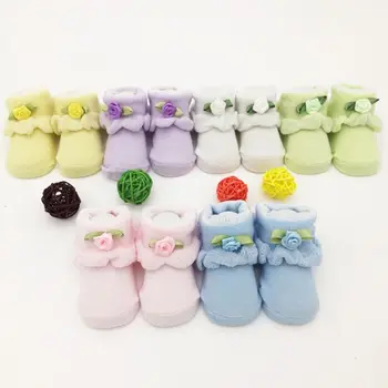 

Baby Anti Slip Newborn 0-6Month Cotton Lovely Cute Shoes Flowers Cartoon Slippers Boots Boy Girl Skid Socks New