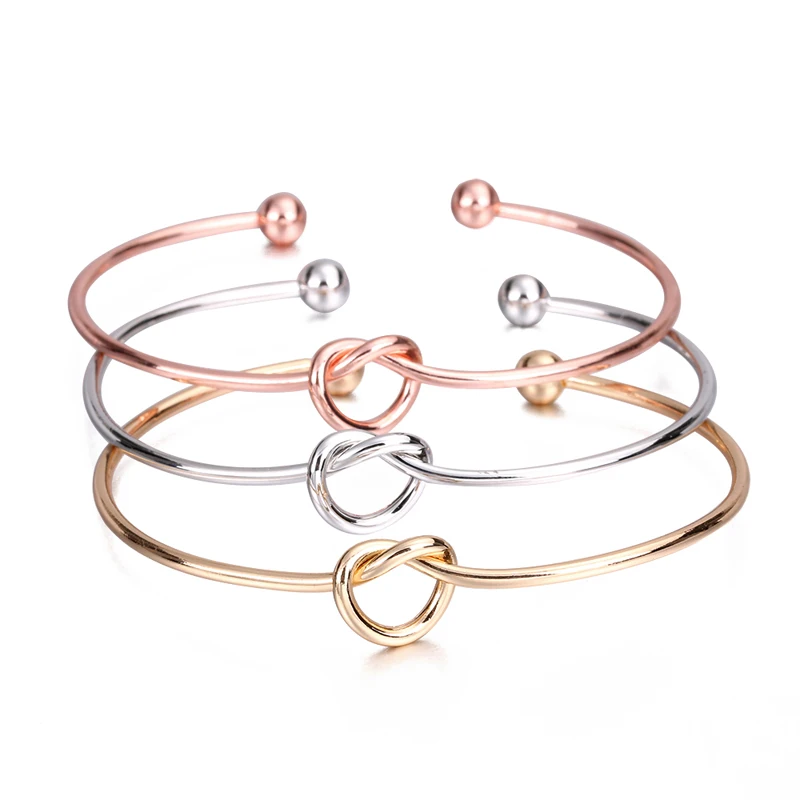 

Simple Love Knot Bracelet for Women Gold Silver Heart Cuff Bracelet Bangle Adjustable Trendy Designer Jewelry Gifts Dropshipping