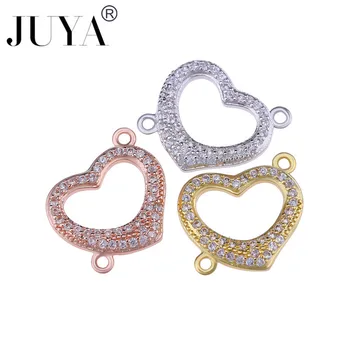 

5 Pcs New 2019 Luxury Jewellery Findings Components Heart Charms Connectors For Bracelet Necklace Earrings DIY Making Wholesale