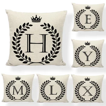 

Hot Sale Custom 26 Letters Alphabet Cushion Cover Europe Farmhouse 45x45cm Home Couch Seat Decoration Gift Throw Pillow Cases