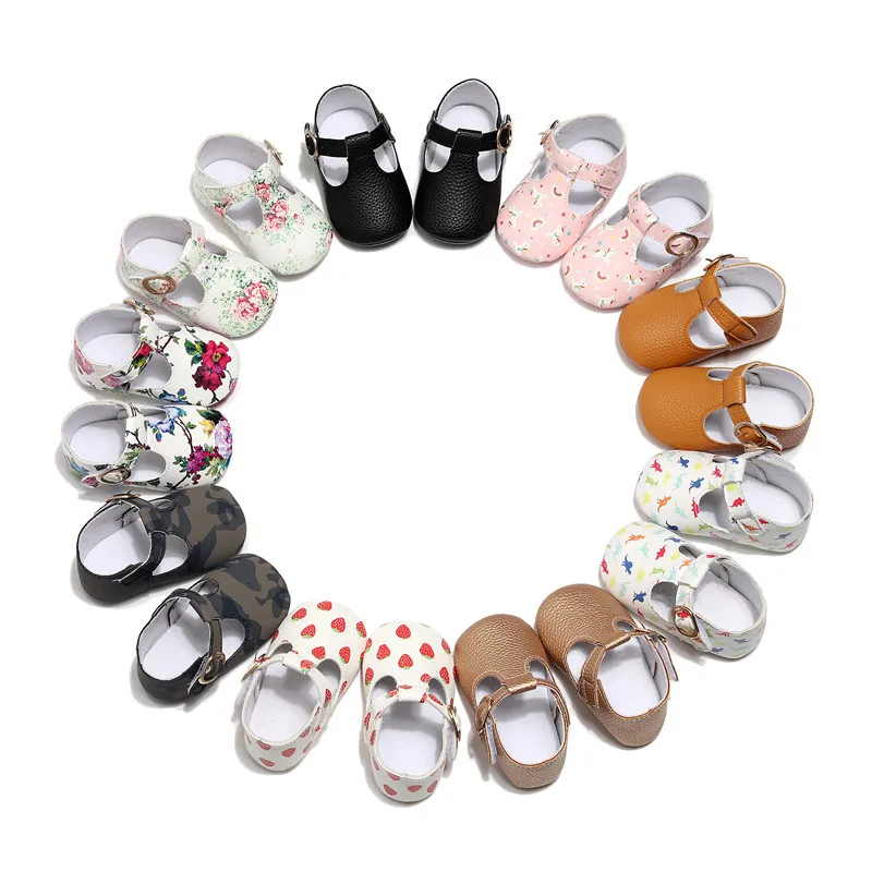 Mary Jane Soft Sole T-strap Baby Girls Shoes PU Leather Tstrap Baby
Moccasin Infants Toddler Baby Boy Kids T-bar Shoes