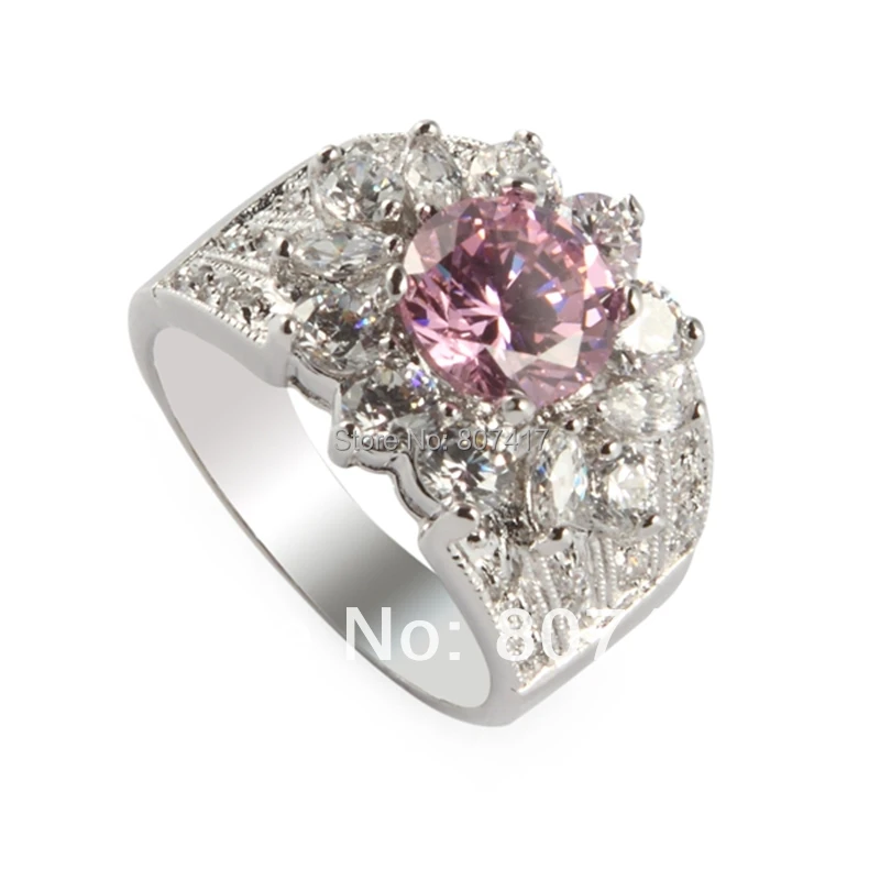 Casual Pink Kunzite Cubic Zirconia fashion Silver Plated Time limited discount Punk Bohemia ring R422 sz
