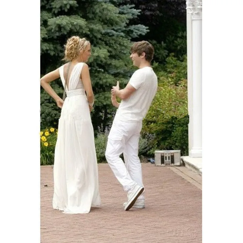 Blake Lively Weiss Silky Chiffon Celebrity Kleider Gossip