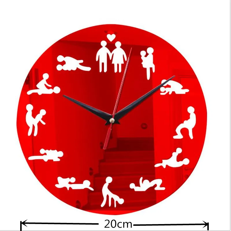 new sex position wall clock modern design self adhesive 3d wall clock for living room mirror silent quartz watch sticker klok (4)