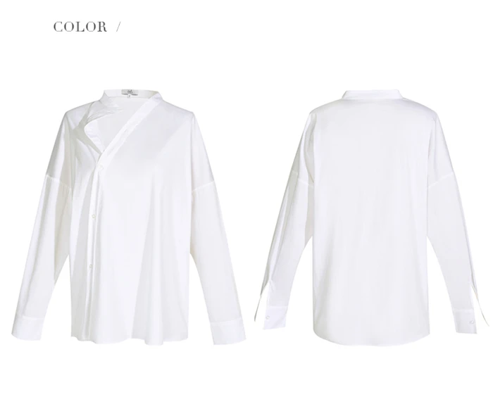 AEL Женская белая рубашка из хлопка с длинными рукавами в женской блузке Топ повседневные женские свободные базовые блузки