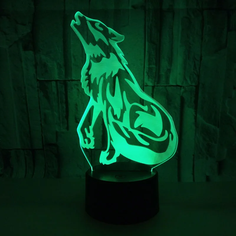 

YIMIA Novelty Gift USB 7 Colors Changing Howl wolf Model LED Night Light 3D Table Desk Touch Lamp Children Gift