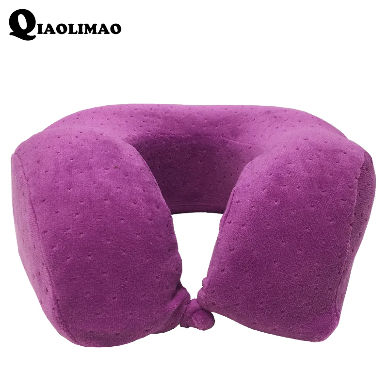 U Shape Memory Foam Pillow Soft Solid Color 100 Velvet U Shaped