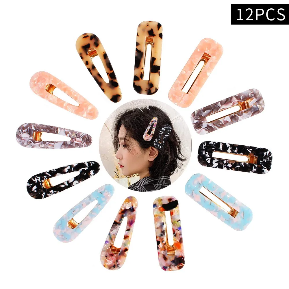 

FASACC Vintage Acetate Hair Clip Women Hairpins Marble Textured Leopard Print Barrette Girls Hairgrips Fashion Hair Accessories