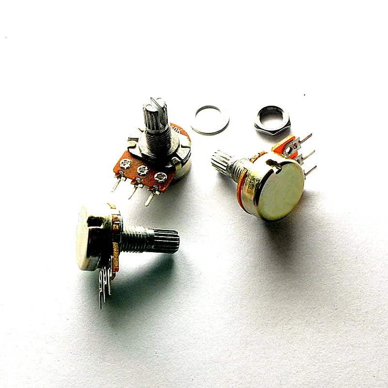 

2pcs/lot WH148 3pin B1K B2K B5K B10K B20K B50K B100K B250K B500K B1M Linear Potentiometer 15mm Shaft With Nuts And Washers