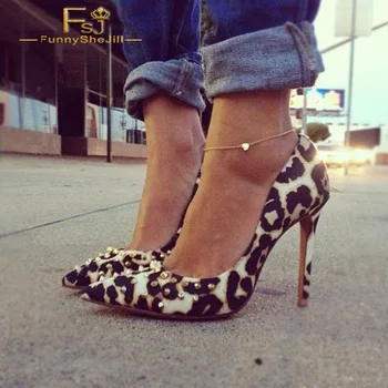 

FSJ Women Shoes Ladies Pumps 2020 Spring Autumn Leopard Print Stiletto Heels Dress Shoes Pointed Toe Plus Size Shoes 11 12 13