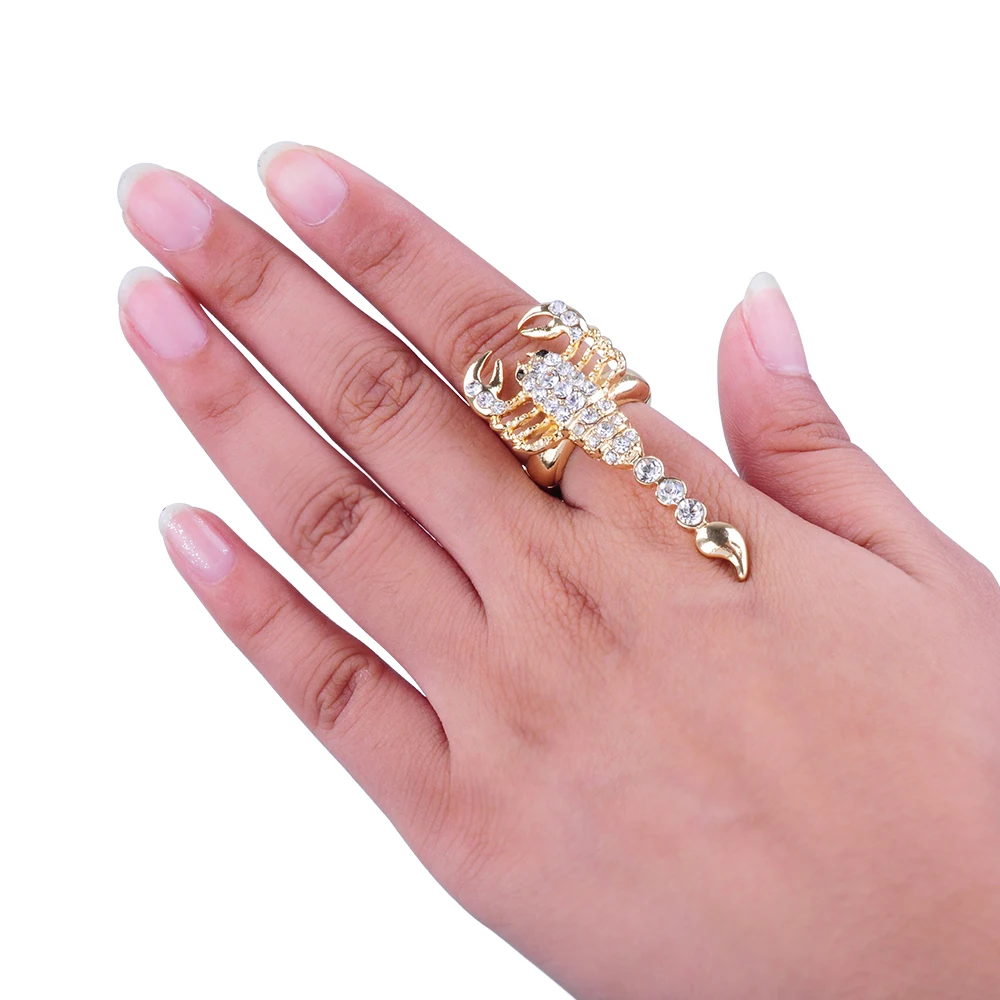 Новое поступление кольцо с изображением животного золотой цвет подвеска скорпиона с кристаллами регулируемое кольцо для модных женщин ювелирные изделия