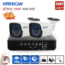 KRSHDCAM 4CH CCTV System 1080P AHD 1080N CCTV DVR 2PCS 3000TVL IR Waterproof Outdoor Security Camera Home Video Surveillance kit